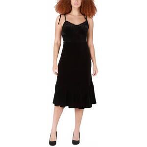 NEW BLACK TAPE women's velvet strappy midi dress in black